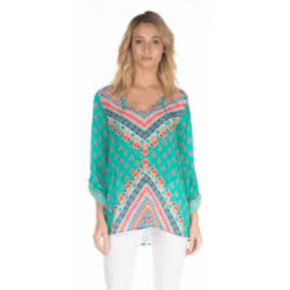 Tolani x Nicky Hilton | Teal Silk Brooke Top